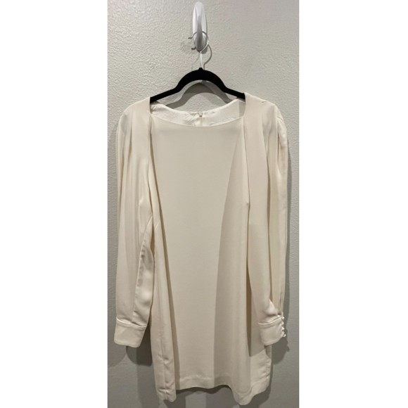 TRINA TURK Ivory Square Neck Long Sleeve Mini Dress - Picture 1 of 6